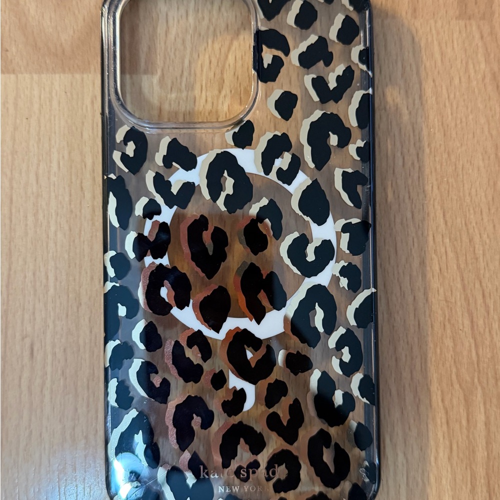 Kate Spade iphone 14 pro max case Leopard Print Phone Case - Black and Brown